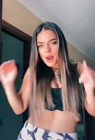 1. Sexy Giulia Paglianiti Shows Cleavage in Black Crop Top and Bouncing Breasts