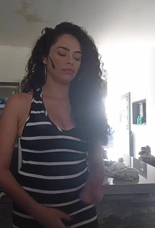 Sexy Gleidy Rojas Shows Cleavage in Striped Dress