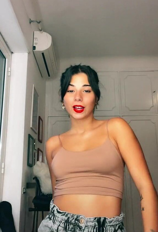 1. Desirable Jasmin Zangarelli in Beige Crop Top and Bouncing Tits