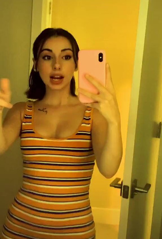 4. Sexy Ines.roml Shows Cleavage in Striped Dress