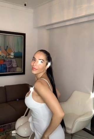 1. Really Cute Jessi Pereira Shows Cleavage in White Dress and Bouncing Big Boobs