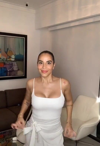 Really Cute Jessi Pereira Shows Cleavage in White Dress and Bouncing Big Boobs