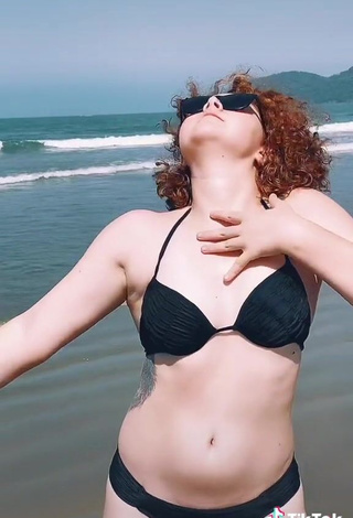 Hot Jessyrobot in Black Bikini at the Beach