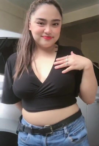 Amazing Joanne Duldulao in Hot Black Crop Top and Bouncing Breasts