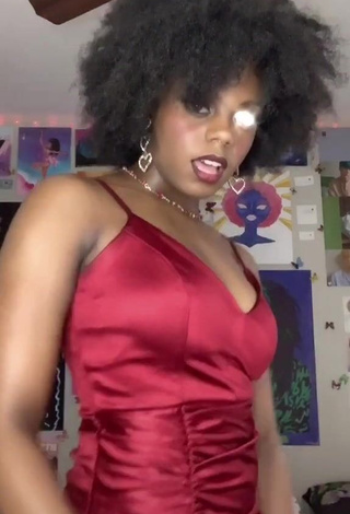 Hot Jordan Nata'e Shows Cleavage in Red Dress