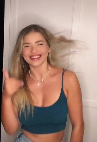 3. Hot Julia Zugaj in Turquoise Crop Top and Bouncing Boobs