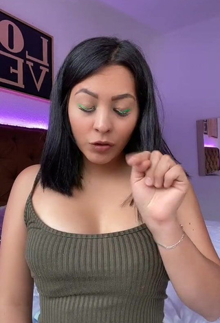 Amazing Karen Bustillos Shows Cleavage in Hot Olive Top