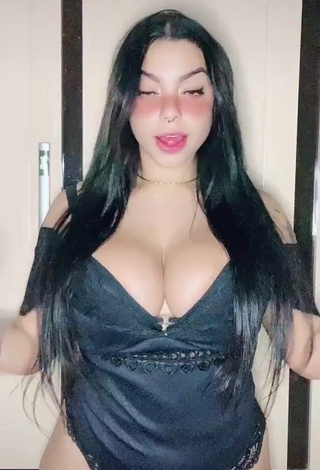 1. Sweet Karniello Shows Cleavage in Cute Black Lingerie and Bouncing Big Tits