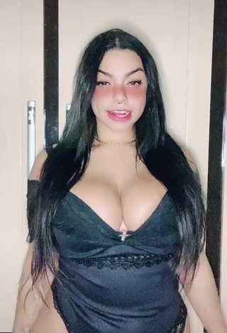 3. Sweet Karniello Shows Cleavage in Cute Black Lingerie and Bouncing Big Tits