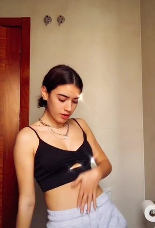 4. Desirable Kiara Brunett in Black Crop Top