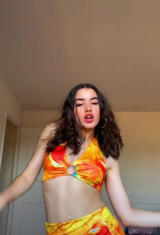 4. Beautiful Kiara Brunett in Sexy Floral Crop Top