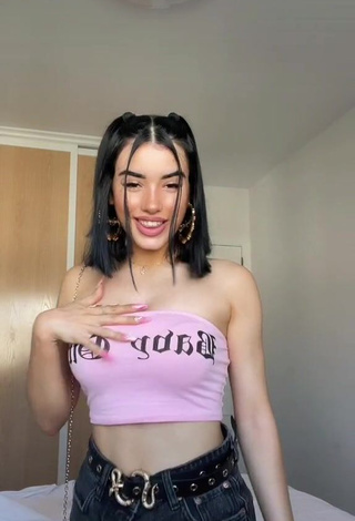 Hot Kiara Brunett in Pink Tube Top