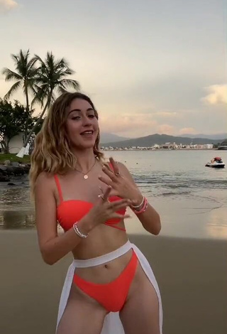 Sexy Ludwika Santoyo in Orange Bikini in the Sea