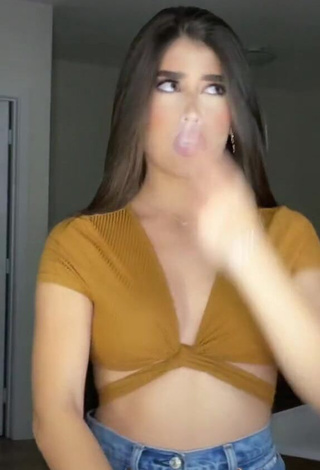 Hot María Paulina in Brown Crop Top