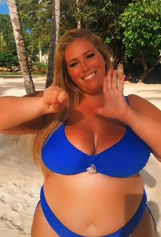 1. Desirable Mar Tarres Shows Cleavage in Blue Bikini at the Beach and Bouncing Big Breasts