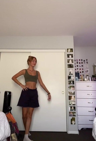 Hot Nadia Turner in Olive Crop Top