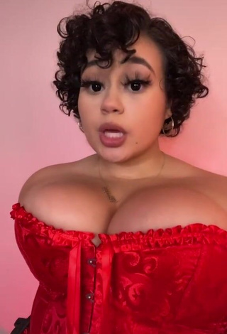 3. Hot Phaith Montoya Shows Cleavage in Red Corset and Bouncing Big Boobs