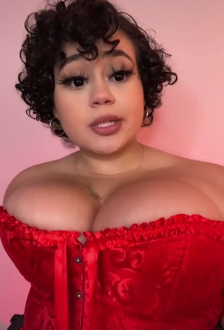 4. Hot Phaith Montoya Shows Cleavage in Red Corset and Bouncing Big Boobs