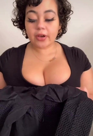 Beautiful Phaith Montoya Shows Cleavage in Sexy Black Dress and Bouncing Big Breasts