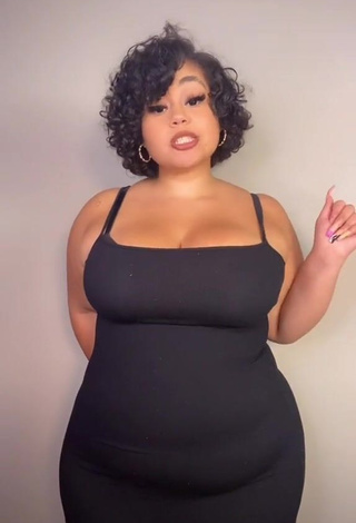 Sweetie Phaith Montoya Shows Cleavage in Black Dress and Bouncing Big Boobs