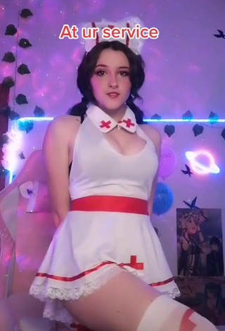 1. Sweetie Ryn GamerGirl Egirl Shows Cleavage in White Dress