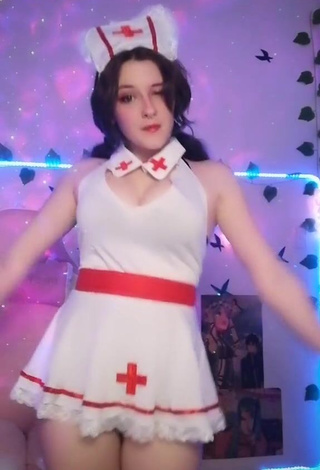 3. Beautiful Ryn GamerGirl Egirl Shows Cleavage in Sexy White Dress and Bouncing Big Tits