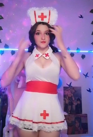 4. Hottie Ryn GamerGirl Egirl Shows Cleavage in White Dress