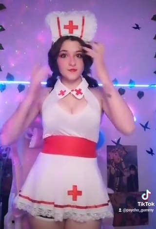 4. Erotic Ryn GamerGirl Egirl Shows Cleavage in White Dress