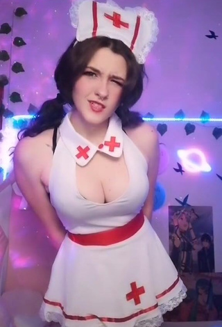 Cute Ryn GamerGirl Egirl Shows Cleavage in White Dress