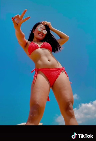 4. Desirable Virgie Ann Casteel in Red Bikini at the Beach