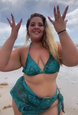 Sweetie Sam Paige Shows Cleavage in Green Bikini at the Beach