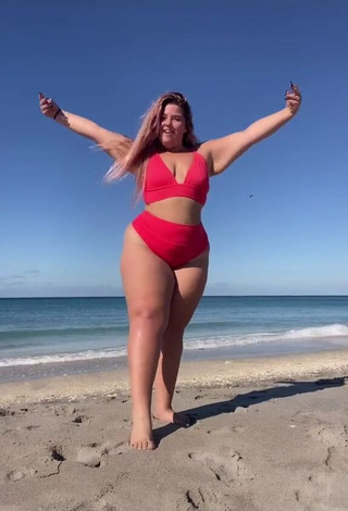 1. Beautiful Sam Paige Shows Cleavage in Sexy Red Bikini at the Beach