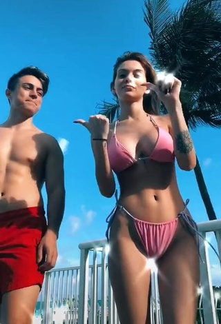 1. Sasha Ferro Looks Fine in Pink Bikini