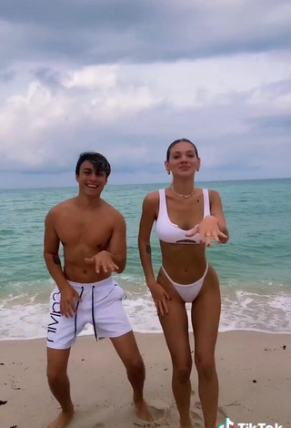 4. Sasha Ferro Looks Cute in White Bikini at the Beach