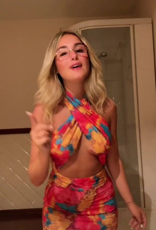 Hot Sofia Dalle Rive in Floral Dress and Bouncing Boobs (Underboob)