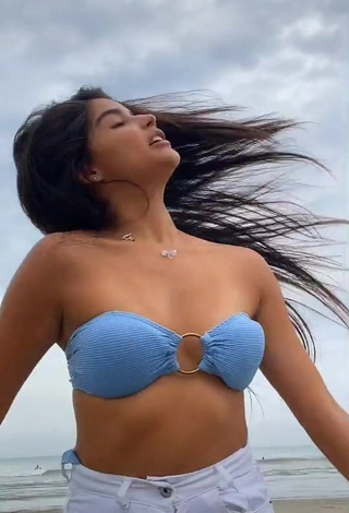 1. Hottie Alexandra Villanueva in Blue Bikini Top at the Beach