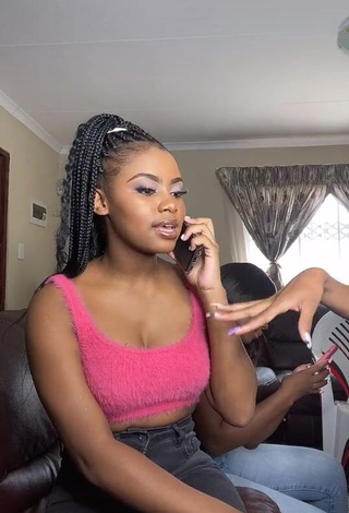 Desirable Sphokuhle.n Shows Cleavage in Pink Crop Top