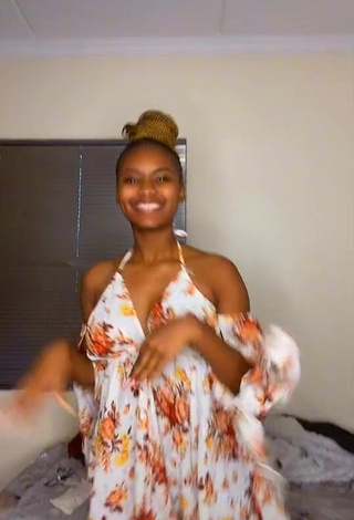 3. Sexy Sphokuhle.n in Floral Sundress and Bouncing Boobs