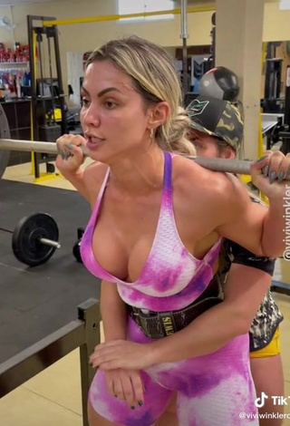 3. Amazing Vivi Winkler Shows Cleavage in Hot Overall in the Sports Club while doing Fitness Exercises