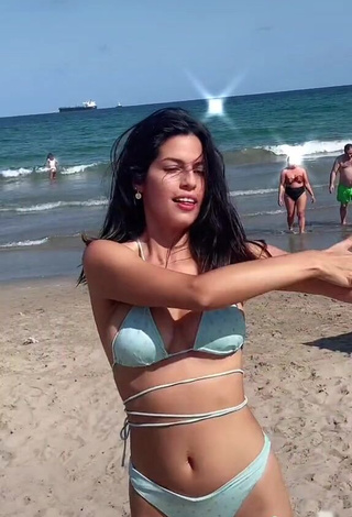 4. Hot Paola Shows Cleavage in Blue Bikini at the Beach