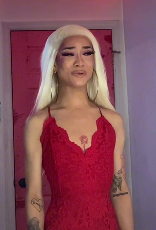 Sexy Chris McCully in Red Dress