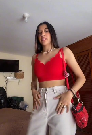 Sexy Ximena Izquierdo in Red Crop Top