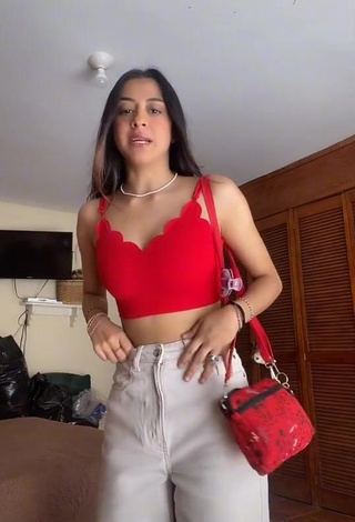 3. Sexy Ximena Izquierdo in Red Crop Top