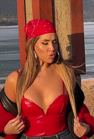 1. Hot MIRAVI in Red Top at the Beach