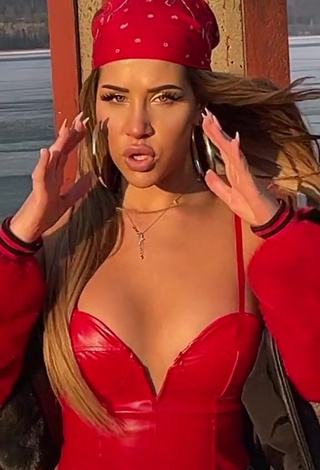 4. Hot MIRAVI in Red Top at the Beach