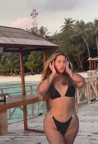 Sexy MIRAVI in Black Bikini at the Beach