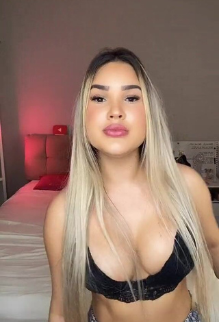 Seductive Alannis Proença Shows Cleavage in Black Bra