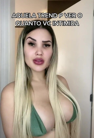 1. Sexy Alannis Proença Shows Cleavage in Green Bikini Top