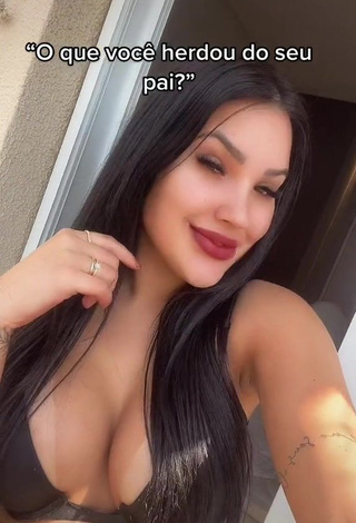 Alannis Proença Shows Cleavage in Erotic Black Bra