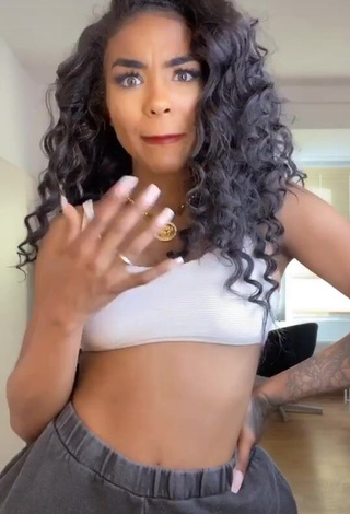 Hot Alicia Awa in White Crop Top